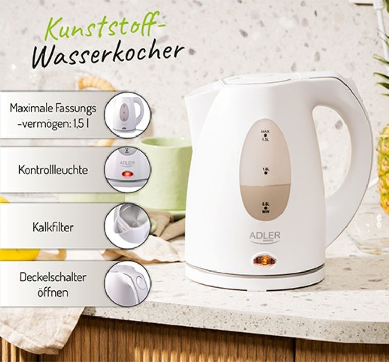 Adler, czajnik elektryczny AD 1207, 1.5 l