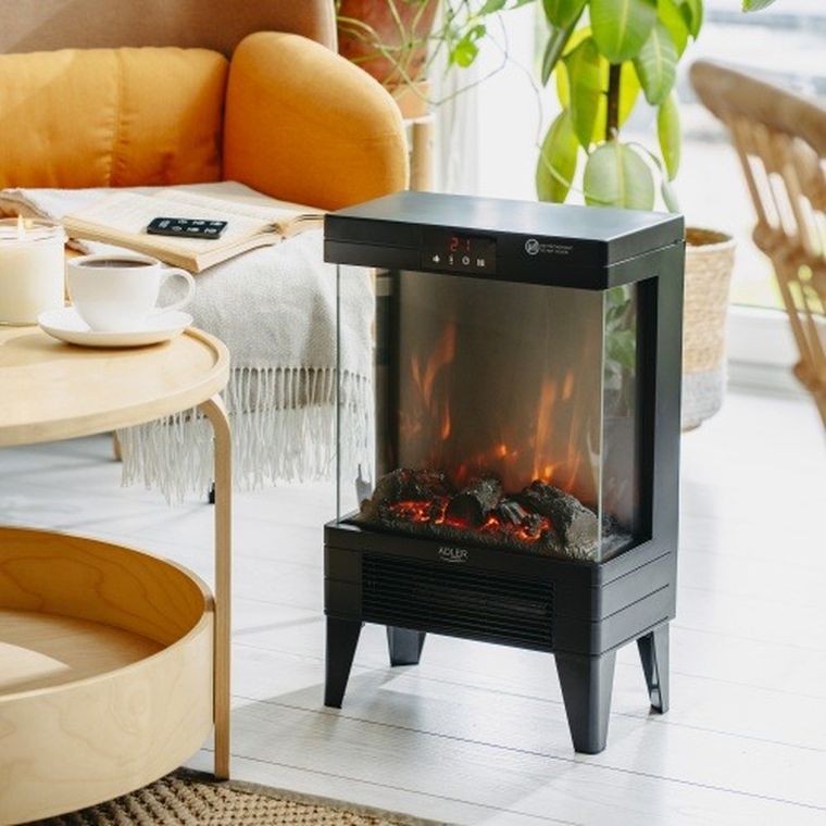 Adler, kominek elektryczny LED, z pilotem i termostatem, 1000W/2000W