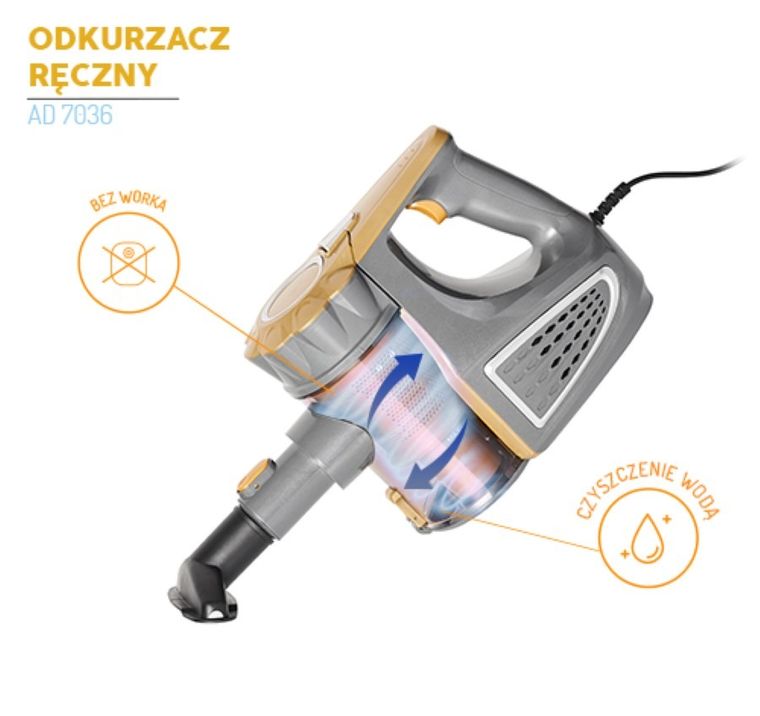 Adler, odkurzacz ręczny bezworkowy AD 7036, 800W