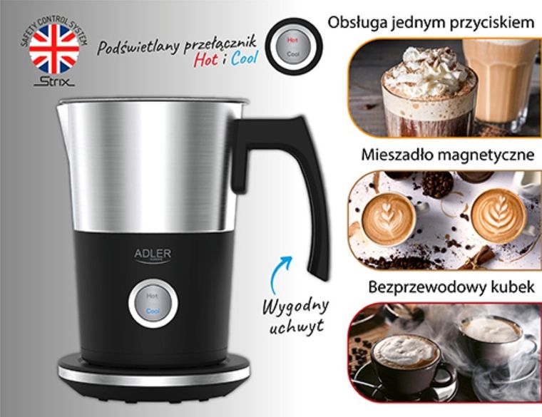 Adler, spieniacz do mleka, spienianie i podgrzewanie