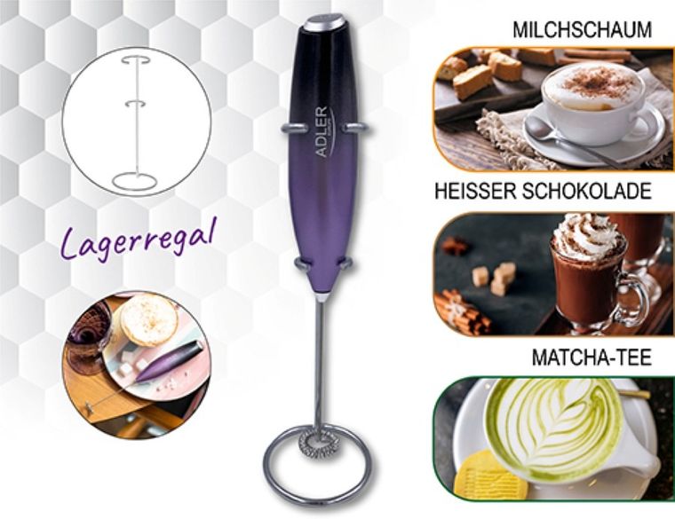 Adler, spieniacz do mleka ze stojakiem