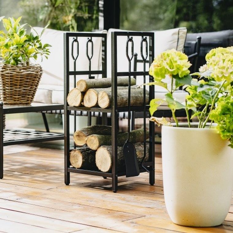 Adler, stojak na drewno kominkowe z zestawem narzędzi