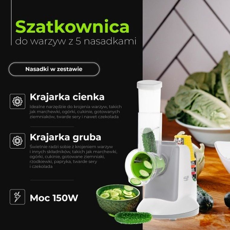 Adler, szatkownica do warzyw z 5 nasadkami
