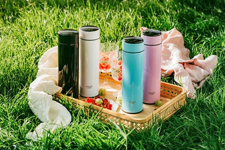 Adler, termos LED, biały, 473 ml