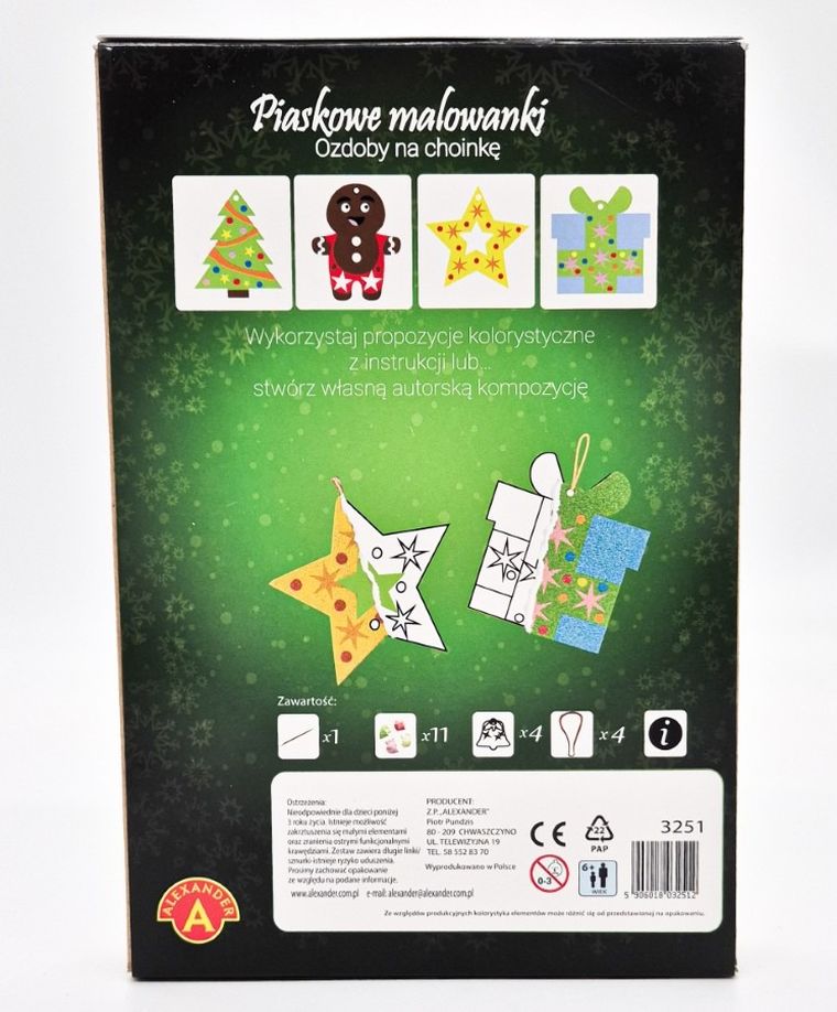 Alexander, Piaskowe Malowanki, Ozdoby na Choinkę: Ciastek, zestaw kreatywny