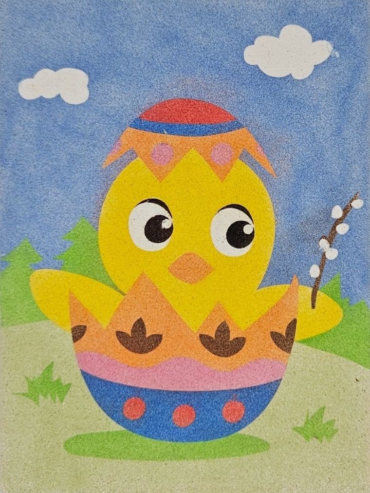 Alexander, Piaskowe malowanki, wielkanocny kurczaczek i zajączek, zestaw artystyczny