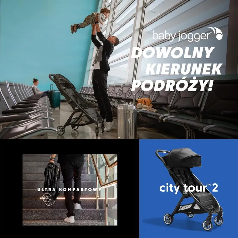 Baby Jogger, City Tour 2w1, wózek spacerowy z gondolą, pitch black
