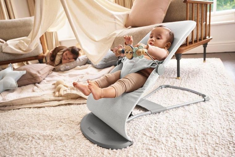 BabyBjörn, Bliss Woven, leżaczek, jasny szary, melanż