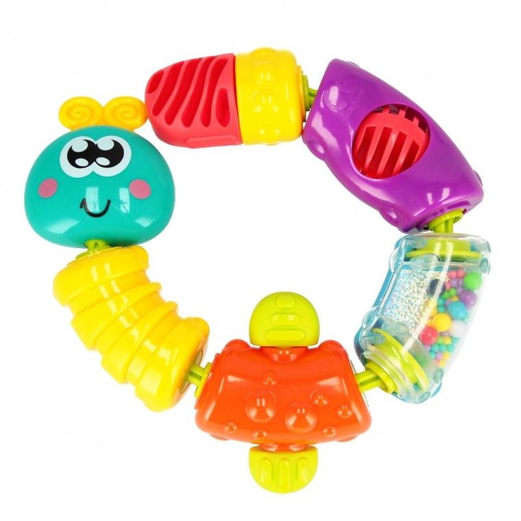 Bam Bam, zabawka sensoryczna, grzechotka, gąsienica