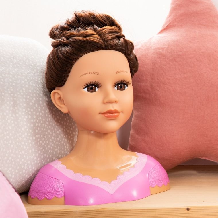 Bayer Design, Charlene, Super Modelka, głowa do stylizacji fryzur z akcesoriami, brunetka, 27 cm