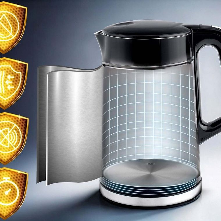 Berdsen, czajnik elektryczny, czarno-srebrny, 1,7l, BD-71