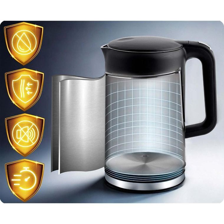 Berdsen, czajnik elektryczny, czarno-srebrny, 1,7l, BD-712