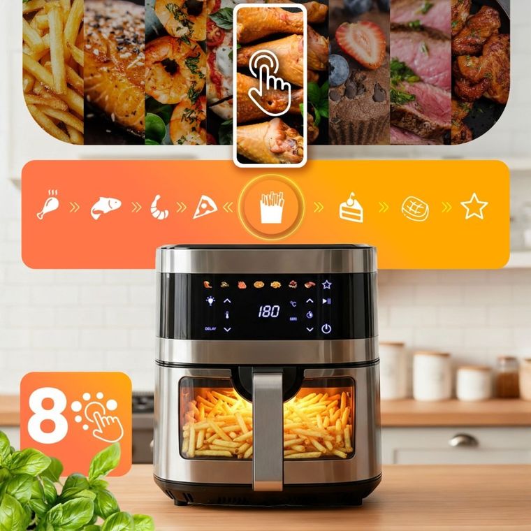 Berdsen, frytkownica beztłuszczowa, air fryer, 1700W, srebrny, 9,1l, BD-656