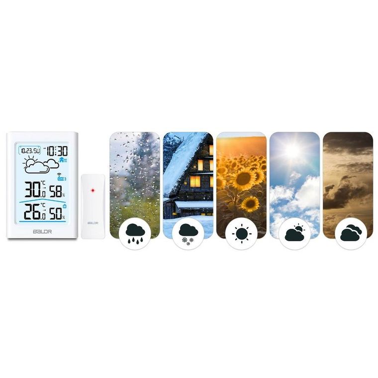 Berdsen, stacja pogodowa z wyświetlaczem, biała, BD-911