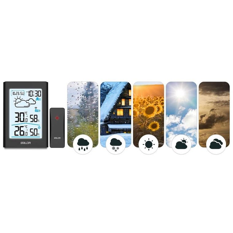 Berdsen, stacja pogodowa z wyświetlaczem, czarna, BD-911