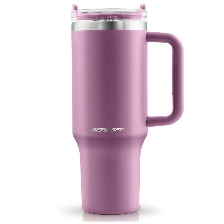 Berdsen, termos próżniowy, kubek ze słomką, różowy, 1180 ml