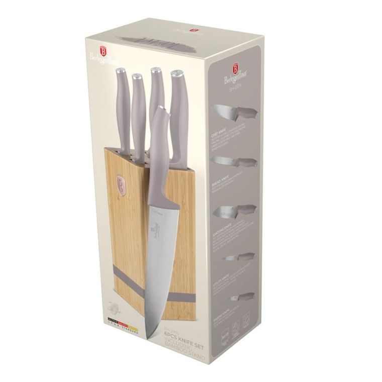 Berlinger Haus, Taupe, zestaw noży w bloku bambusowym