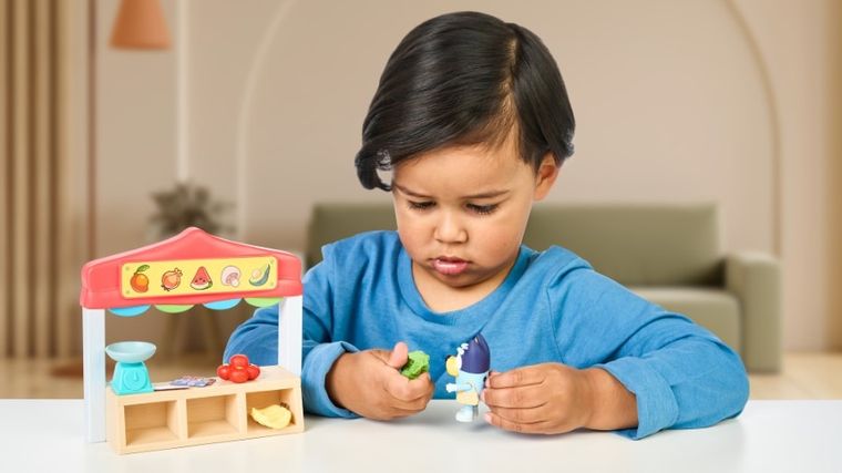 Bluey, sklep spożywczy, zestaw z figurką