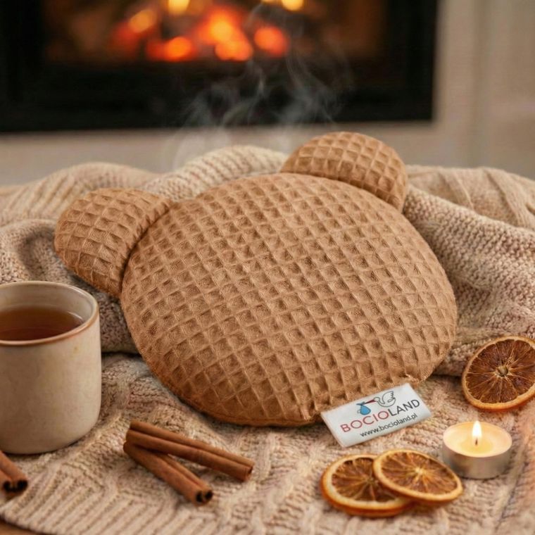 Bocioland, Miś, termofor z pestek wiśni z lawendą, wafel, brązowy