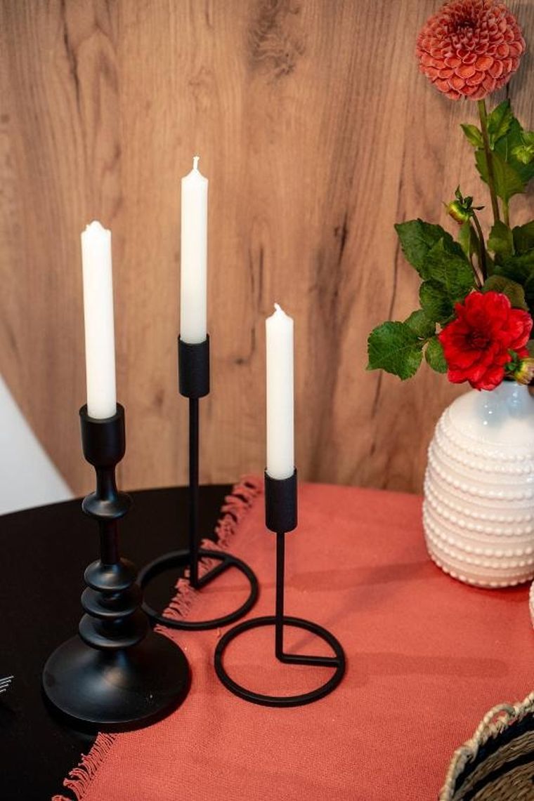 Boltze Home, metalowe świeczniki Fio, 3 szt., czarne