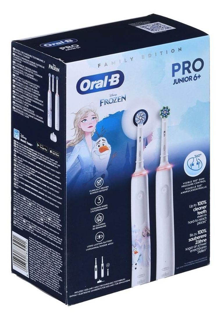 Braun, Oral-B, szczoteczka elektryczna, Pro 3 3000 White + Oral-B Junior Frozen
