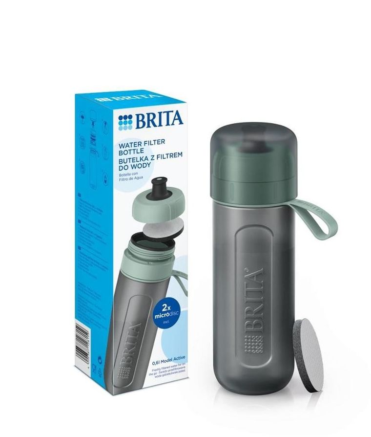 Brita Active, butelka filtrująca, pastelowa zieleń, 2 dyski