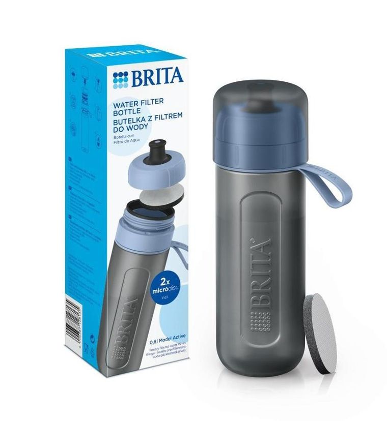 Brita Active, butelka filtrująca, pastelowy błękit, 2 dyski