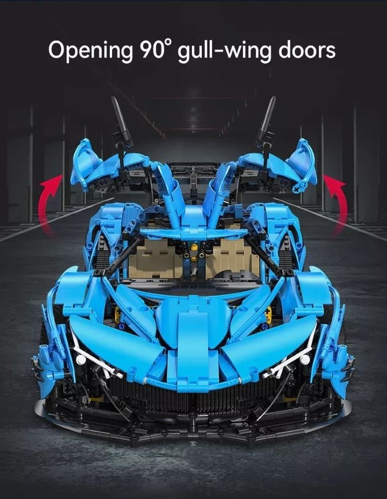 Cada, V12 Hypercar, pojazd wyścigowy, niebieski, 1:8, 60 cm, 3865 elementów