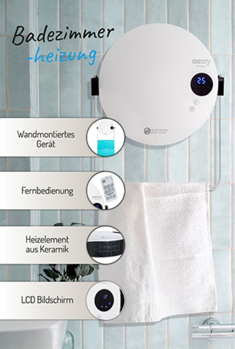 Camry, grzejnik łazienkowy z LCD