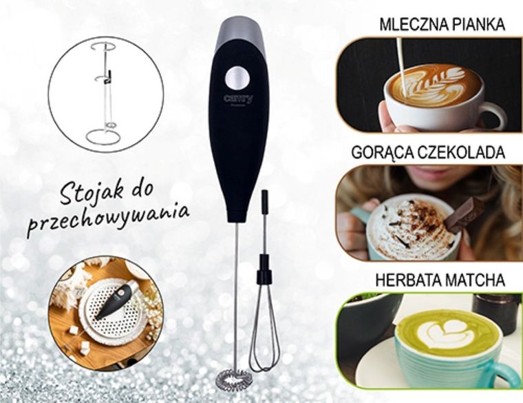 Camry, spieniacz do mleka z mieszadłem i stojakiem