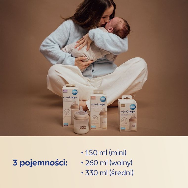 Canpol babies, Natural Shape, butelka ze smoczkiem dwustrefowym, 260 ml