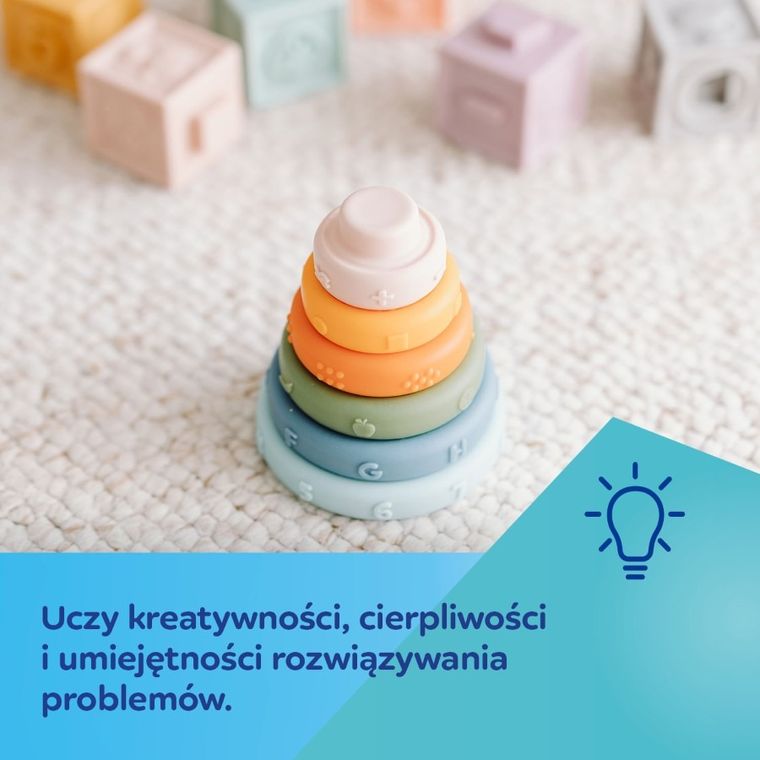 Canpol babies, sensoryczna układanka piramidka, zabawka niemowlęca