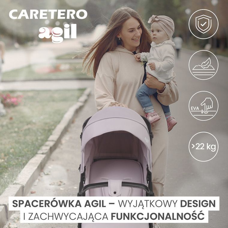 Caretero, Agil, wózek spacerowy, black