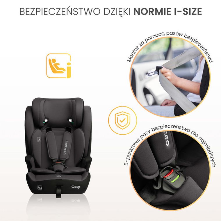 Caretero, Cosy i-Size, fotelik samochodowy, grey, 76-150 cm