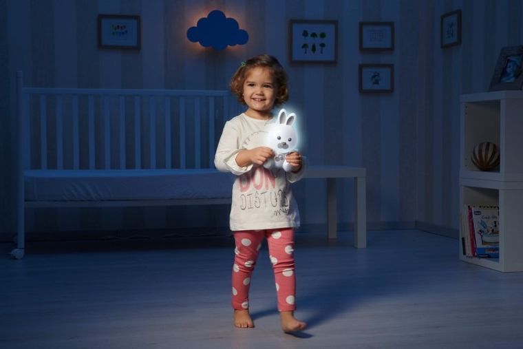 Chicco, First Dreams, Króliczek, lampka nocna, uspokajacz z dźwiękami, beżowa