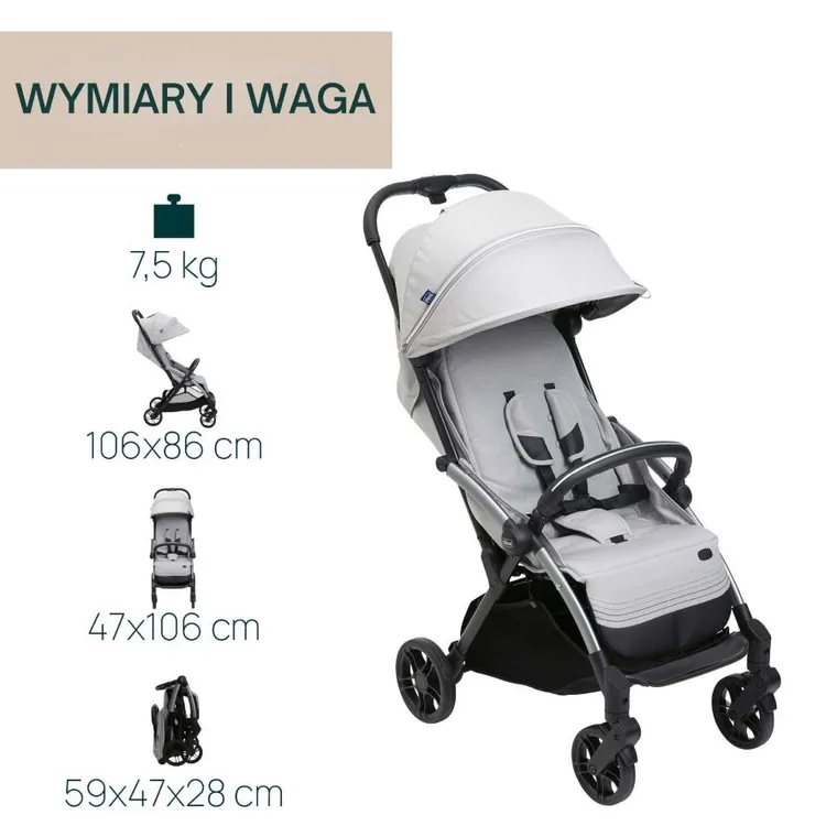 Chicco, Goody Xplus, wózek spacerowy, Pearl Grey