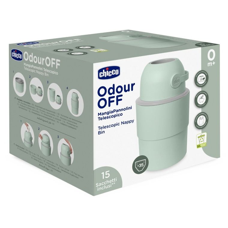 Chicco, kosz na pieluchy, teleskopowy, oliwkowy + worki