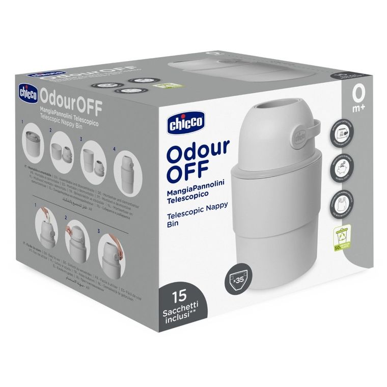 Chicco, kosz na pieluchy, teleskopowy, szary + worki