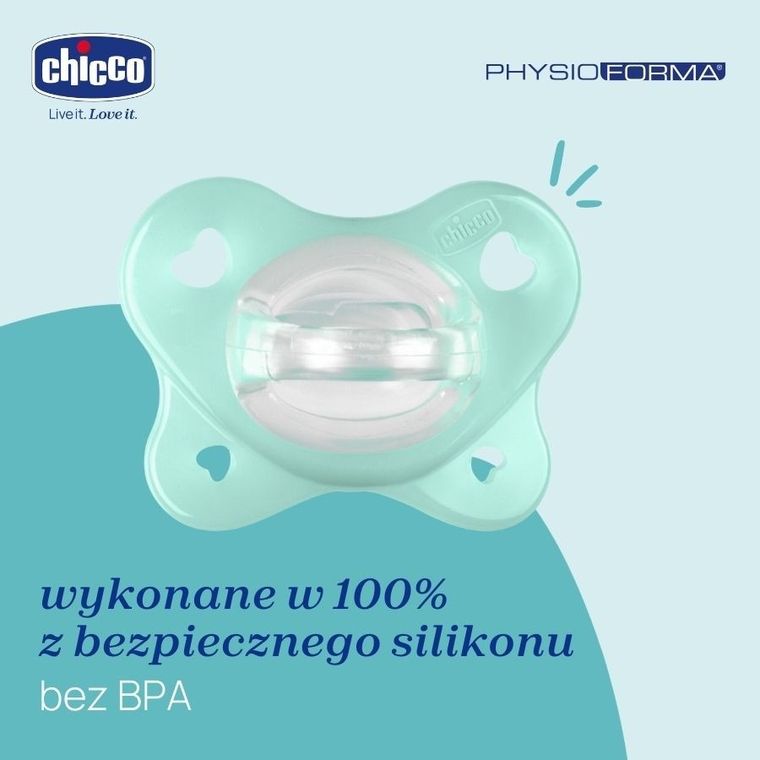 Chicco, PhysioForma Dual Soft, smoczek uspokajający, silikonowy, neutral, 0-2m