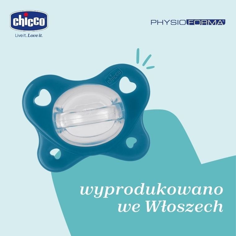 Chicco, PhysioForma Dual Soft, smoczek uspokajający, silikonowy, niebieski, 16-36m, 2 szt.