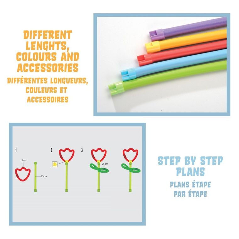 Clics, Spaghetteez, miękkie patyczki konstrukcyjne, 70 elementów