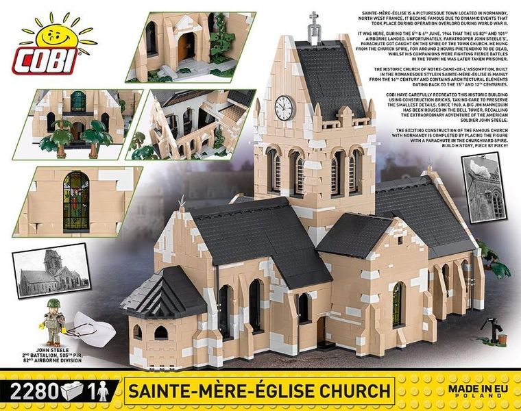 Cobi, Historical Collection WWII, Kościół w Sainte-Mere-Eglise, klocki, 2280 elementów