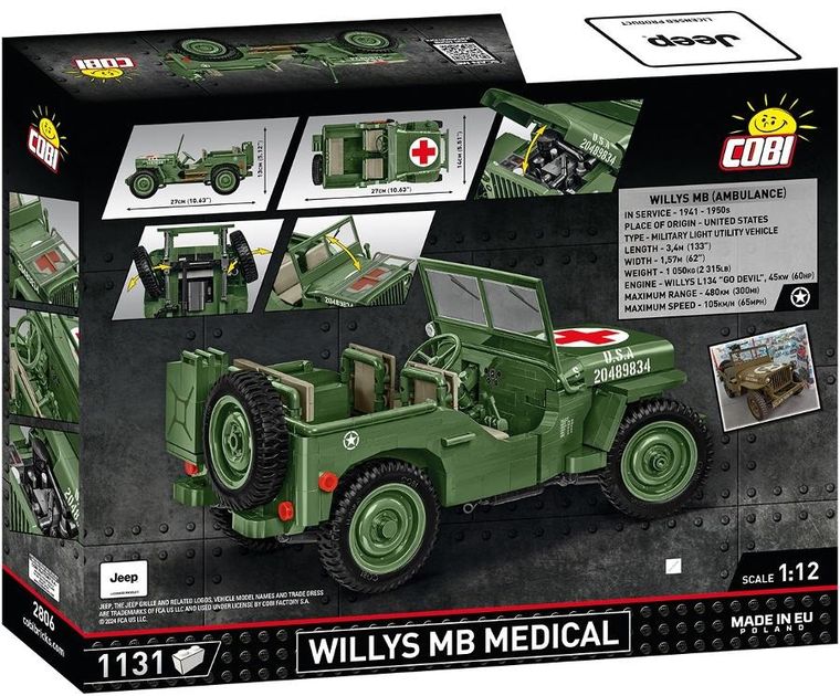 Cobi, Historical Collection WWII, Willys MB (Medical), klocki, 1131 elementów