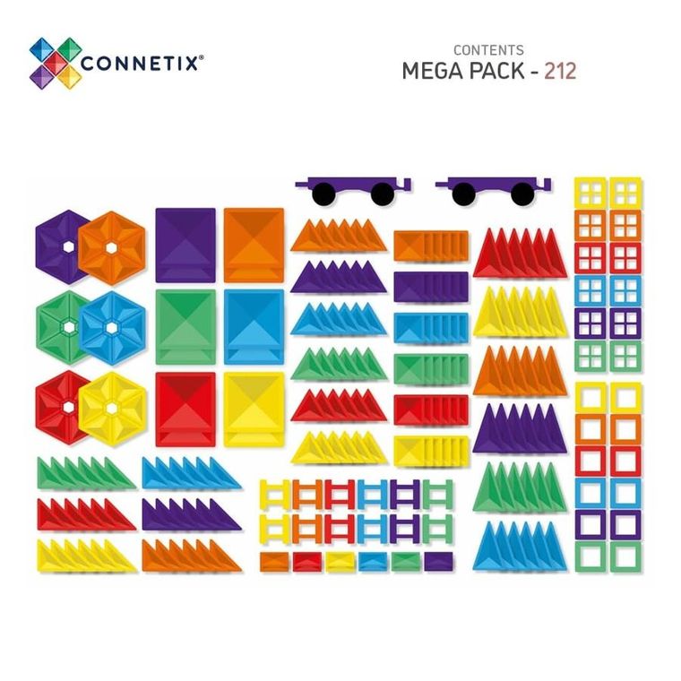 Connetix, Rainbow Mega Pack, klocki magnetyczne, 212 elementów
