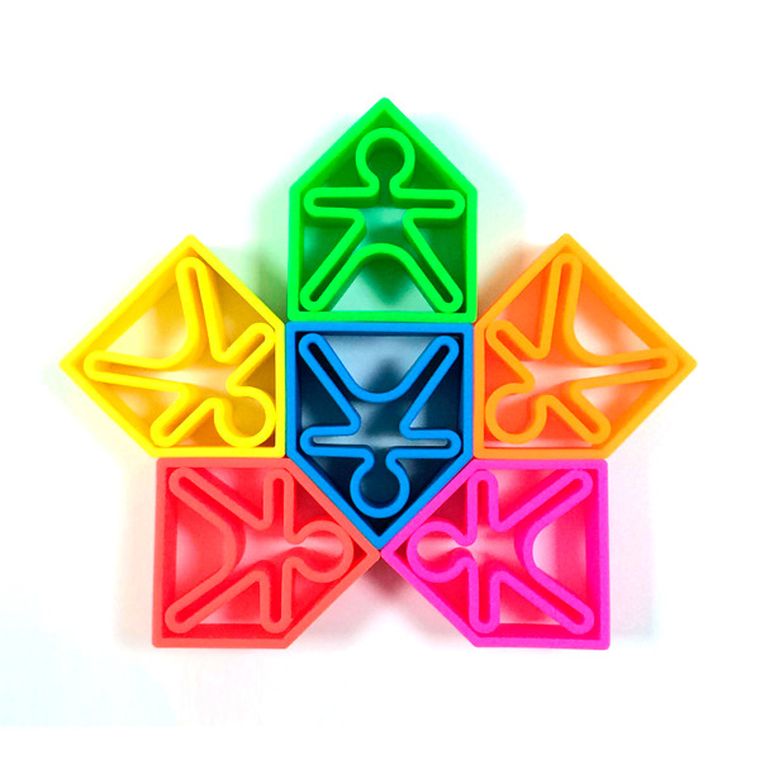 Dena, ludzik i domek, klocki silikonowe, red