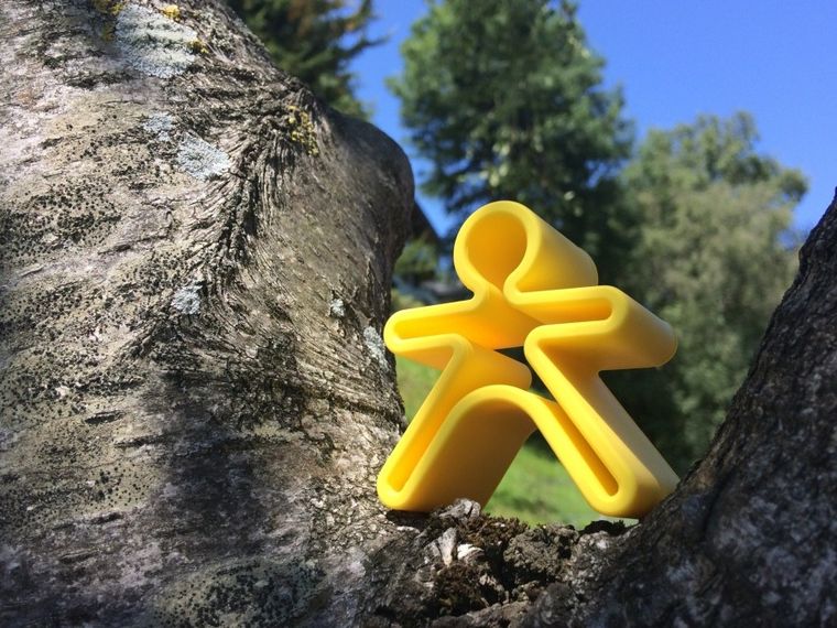 Dena, ludzik i domek, klocki silikonowe, yellow