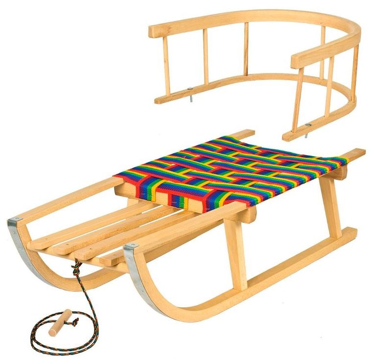 Enero, Nina, drewniane sanki z oparciem