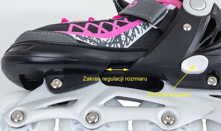 Enero Pro, łyżworolki, 4w1, LED, różowo-szare, rozmiar 38-41