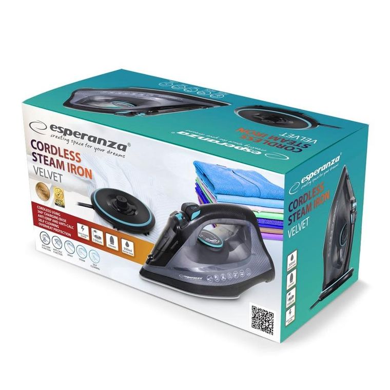 Esperanza, Velvet Ceramic, żelazko parowe bezprzewodowe, 2600W