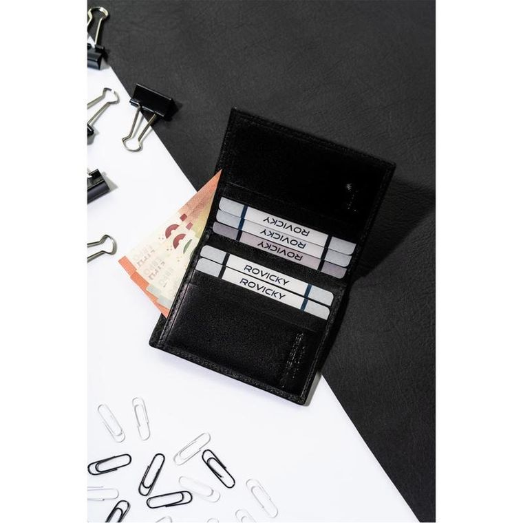 Etui na dokumenty, czarne, skórzane, Rovicky